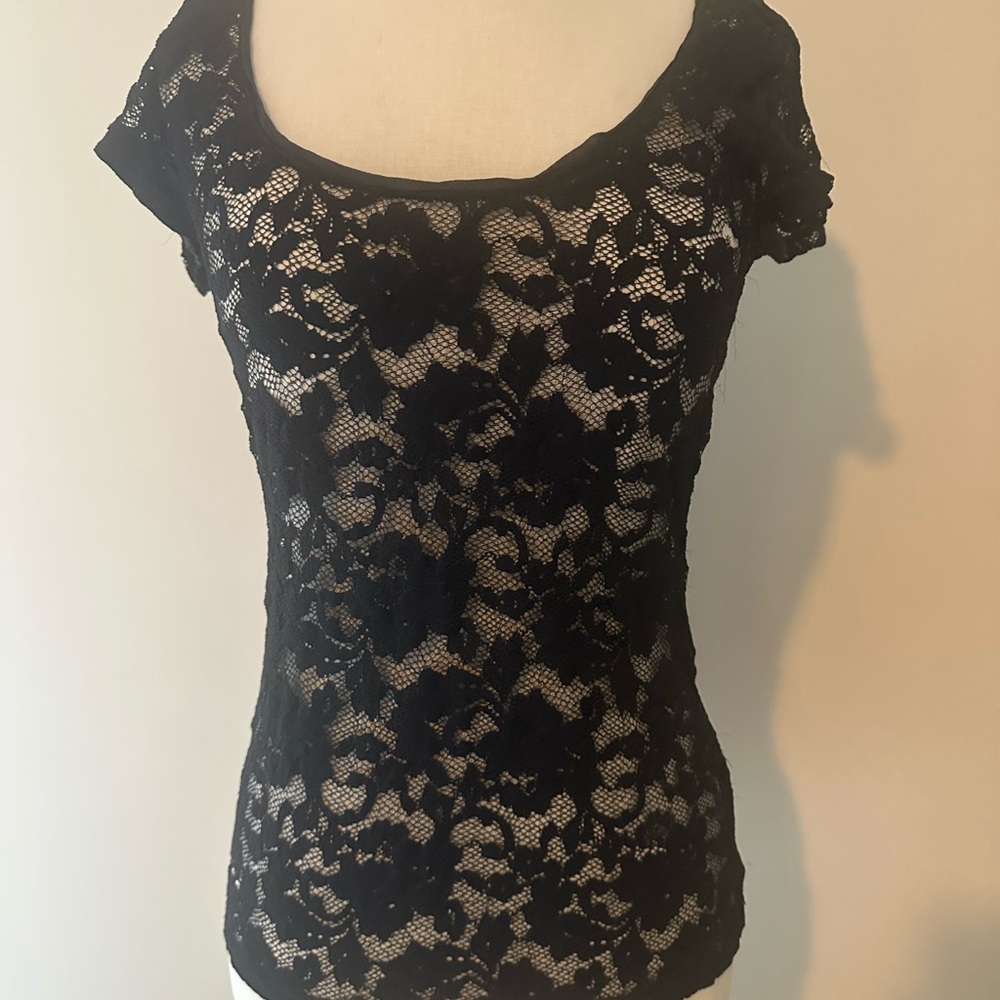 White House Black Market Black Lace Blouse